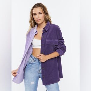 Corduroy Colorblock Shacket Women’s 2X Purple Lavender Streetwear Granola Jacket